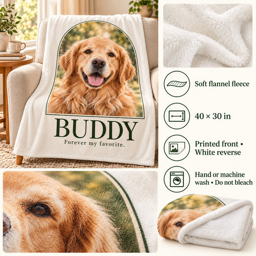 Custom Pet Photo Fleece Blanket — 40 × 30 in