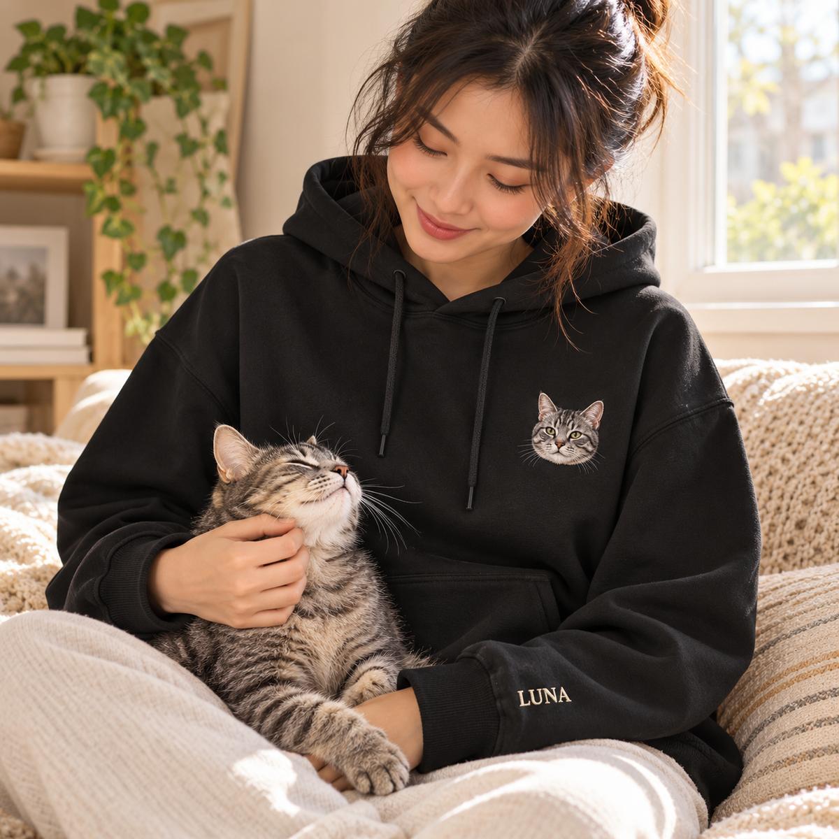 Custom Pet Portrait Embroidered Hoodie