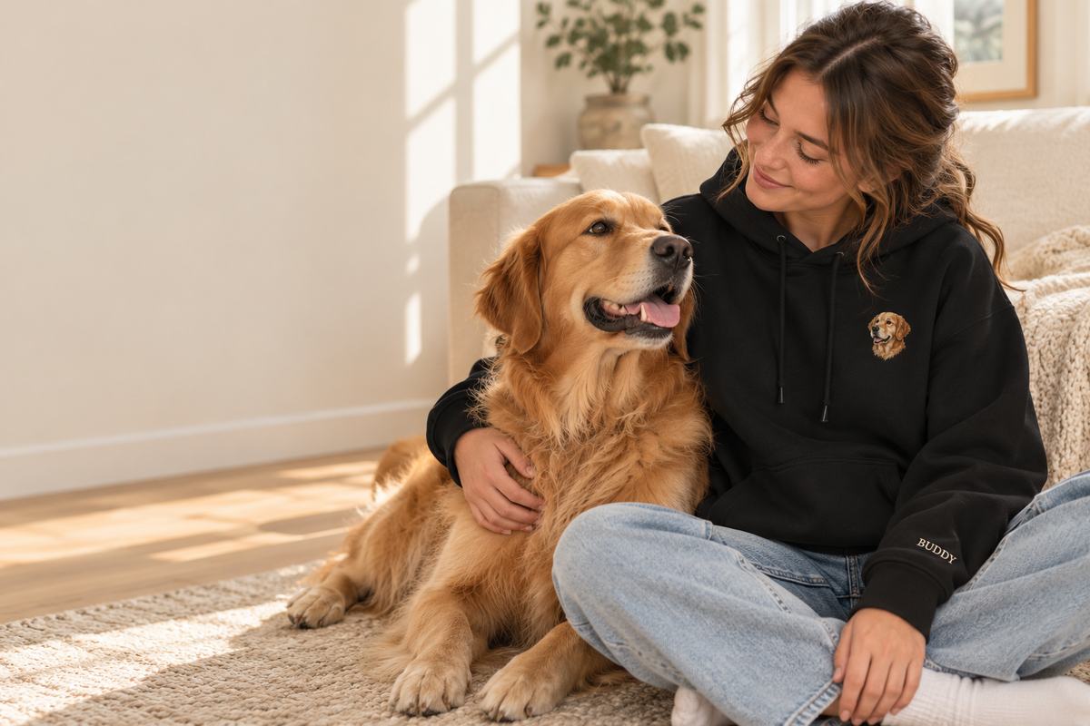Custom Pet Portrait Embroidered Hoodie
