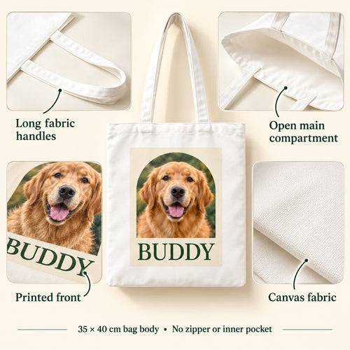 Custom Pet Portrait Canvas Tote Bag