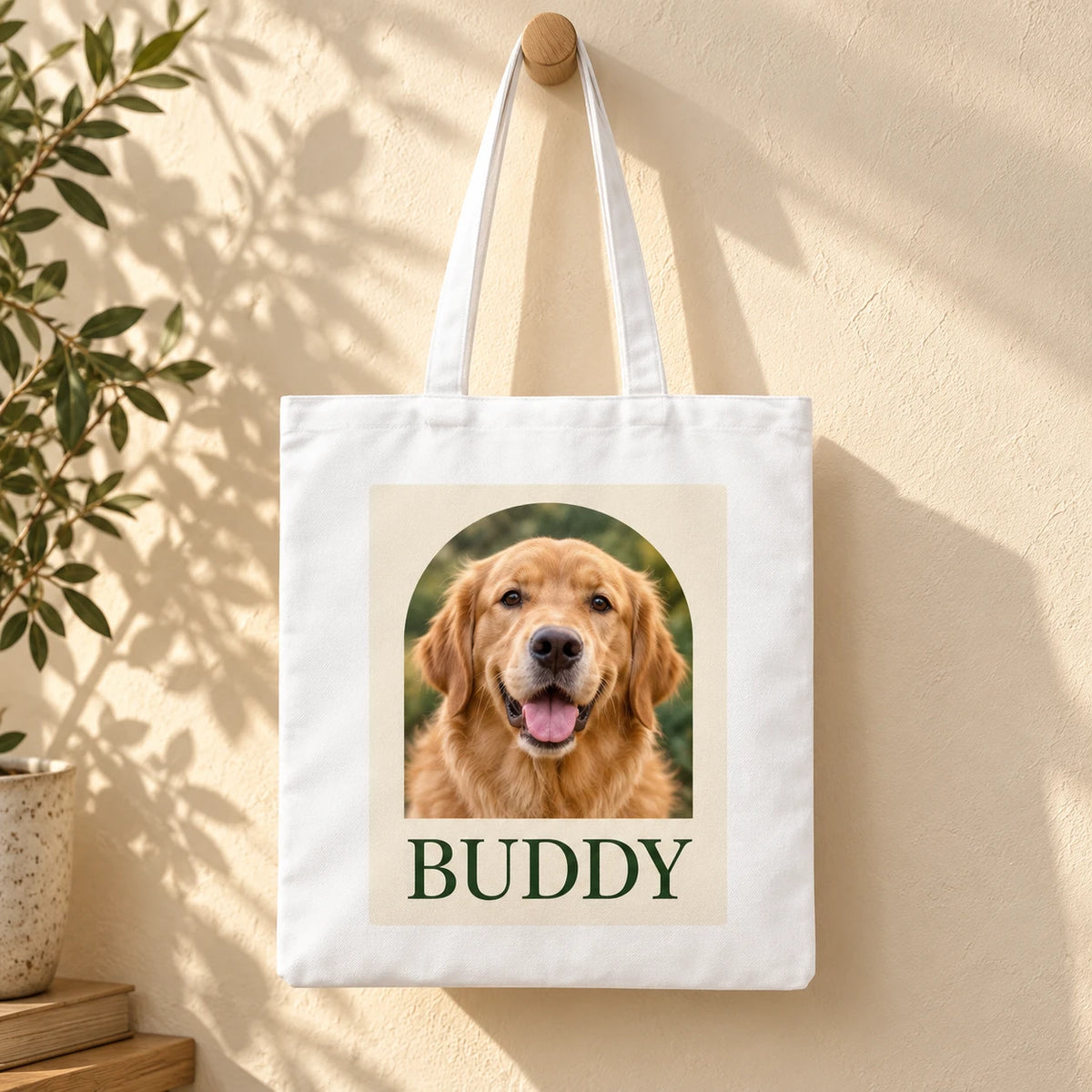Custom Pet Portrait Canvas Tote Bag — personalized design example